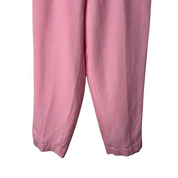 Vintage Napa Valley Pants Size 10 Pink Linen Blend Pull On Crop Straight Pockets - Picture 3 of 11